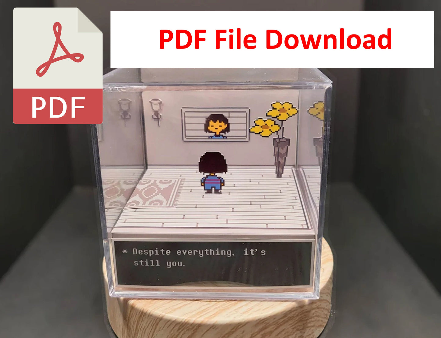 Undertale It's Still You Diorama Cube Template